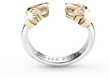 Philipp Plein Damen Ring Edelstahl Bicolor 3D Skull Totenkopf PJ3AA01R, Ringgröße:58 (18.4 mm Ø)