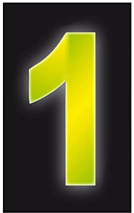 Wheelie Bin/Recycling Box Number Sticker Label - Hi Viz Yellow - 1