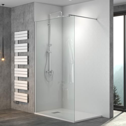 WITEN&NOCK Duschwand Glas Walk In Dusche 90x195 cm(für klein duschkabinen) mit Nano Beschichtung 8 mm Duschtrennwand Glas Badewanne Sicherheitsglas ohne Duschtasse