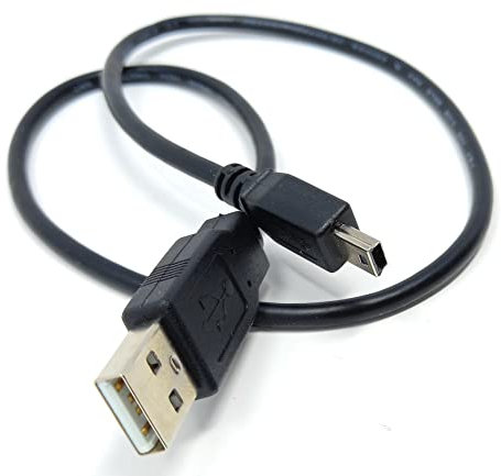 50cm short Mini USB to USB 24AWG 2.0 Hi-Speed 2.0 A-Male to Mini-B 5pin Cable Power & Data Lead 1.6ft Black Nickel Connectors