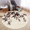 Highdi Tapis Rond Salon Rétro Chinois Tapis de Sol Décoration Antidérapant pour Salon Chambre Cuisine Balcon Terrasse Salle à Manger Intérieur & Extérieur (120cm,Feuille Bambou)