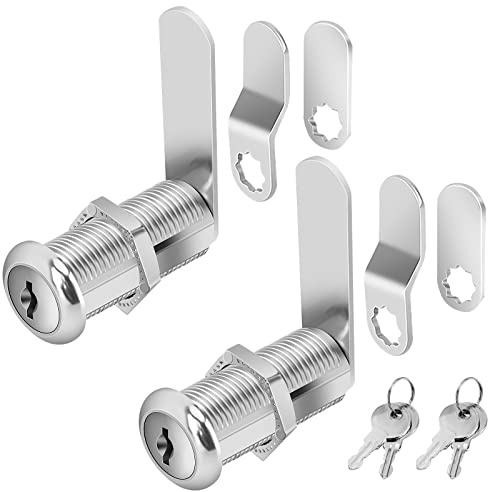 Cylinnda Cabinet Locks with Keys, 1-1/2 Long Cam Locks keyed Alike, Cabinet Cam Lock Set for Cabinets, RV Storage, Tool Box, Thick Drawer, Zinc Alloy (2 Pack, 1-1/2 Inch)