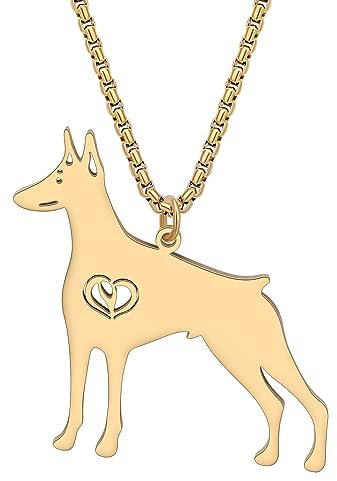 DALANE Edelstahl Niedlich Golden Retrieve Hund Halskette 18K Vergoldet Anhänger Welpen Haustiere Schmuck Dobermann Geschenke für Frauen Mädchen Hundeliebhaber (Vergoldeter Dobermann)