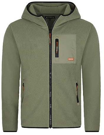 riverso Fleecejacke Herren mit Kapuze Regular Fit RIVHenning Teddyfleece Kapuzenjacke Winterjacke Übergangsjacke Stehkragen Beige Schwarz Grün S M L XL XXL 3XL 4XL 5XL
