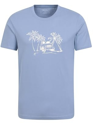 Mountain Warehouse Ocean Drive Mens T-Shirt - Breathable & Lightweight Cotton Tee Shirt with UV Protect - for Spring Summer, Outdoors & Holiday Blue XS