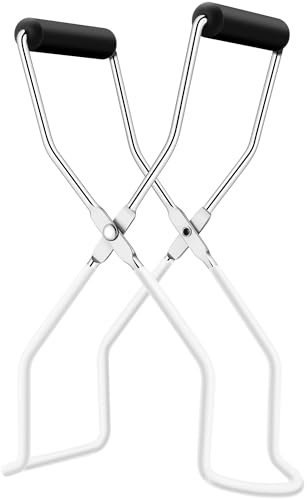 Rainspire Canning Jar Lifter, Canning Tongs Jar Lifter, Canning Tools, Canning Supplies for Home Kitchen, Stainless Steel (White)