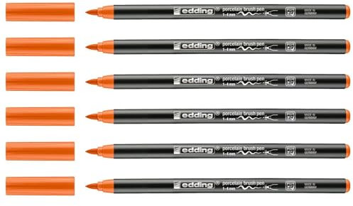 Edding Pinselstifte, Porzellan, 4200, Orange, 1 – 4 mm, 6 Stück