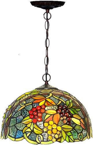 VouTE Ceiling Lamp Tiffany Style Corridor Dining Chandelier 12 Pendant Light Grape Flower Pendant Lights Glass Light Fitting for Bedroom Restaurant Café