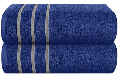 MyOwn Baumwolle 2er-Pack Oversized Badetuch-Set 70 x 140 cm, große Badetücher, Ultra saugfähig, kompakt, schnell trocknend und leicht, Marineblau