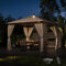 Devoko Pavillon 3x3 Wasserdicht Stabil Winterfest mit LED-Beleuchtung, UV-Schutz 50+ Doppeldach Partyzelt Gartenzelt für Festival, Events, Partys für 4-6 Personen, Beige