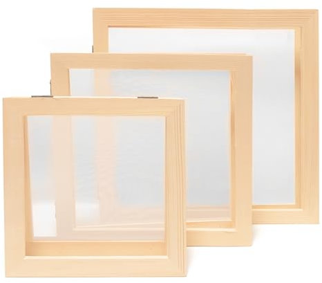 Worown 3 Größen (20, 25 & 30 cm) 2 in 1 Papier Schöpfen, Quadrat Papierschöpfrahmen, Schöpfrahmen für DIY-Papierhandwerk