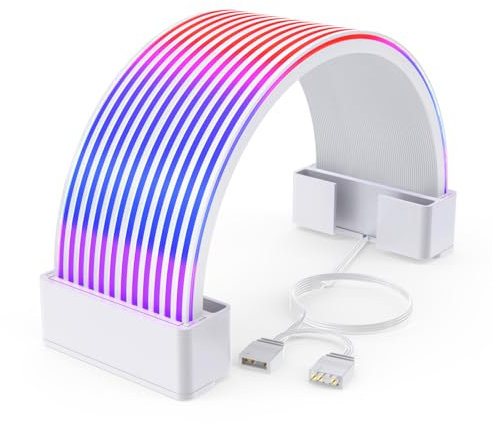 Sirlyr RGB PSU Kabel LED Streifen,ARGB PC Kabel Abdeckung Kompatibel 24 Pin Motherboard Verlängerungskabel,Stromversorgungskabel,3Pin SYNC für Computer Setup 8In