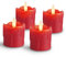 Rhytsing 4 Rote LED Kerzen mit Timerfunktion für Adventskranz, Flammenlose Votivkerzen Echtes Wachstropfen-Optik, Batteriebetriebene Teelichter Weihnachten - D5cm