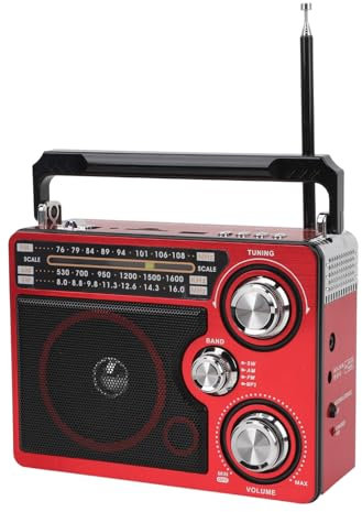 Digitales UKW AM SW Weltbandradio, Tragbares MINIUKW Radio, Wiederaufladbare Jukebox für Kurzwellenradios, Unterstützt Bis zu 32 GB (EU-Stecker)