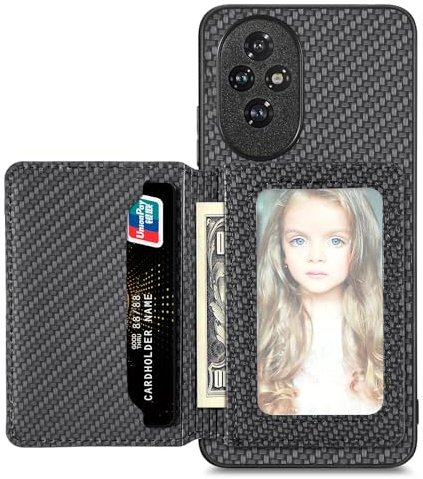 MOJIA Custodia per Honor 200 PRO, Ultra Sottile Morbido TPU Cover, Antiscivolo e Antiurto con Schermatura RFID Sacchetto di Carte. Nero