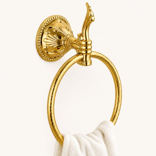 Luxus Handtuchhalter Handtuchring Handttuchauhänger Handtuchstange Badaccessoire Messing - Gold, poliert, edel, elegant, rostfrei (Design 1: Esclusivo)
