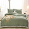 GETIYA Elegant Rüschen Bettwäsche 200x200 Mikrofaser Bettwäsche Grün Weiß Aesthetic Doppellagige Rüschen Bettbezug Doppelbett Mädchen Damen Bettwäsche Rüschen mit 2 Kissenbezug 80x80