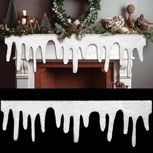 Guirlande de stalactites de neige artificielles pour travaux manuels, rideau de neige, crèche de Noël, guirlande de stalactites douces, guirlande de stalactites blanches à franges, couverture de neige