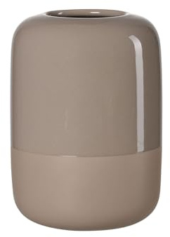 Ritzenhoff & Breker Dome Vase, 20 cm, Dekovase für Tisch, Sideboard & Fensterbank, Glänzend & Seidenmatt, Zylindrische Form, Keramik, Braun