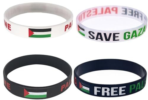 Palästina-Armband, Save Gaza, Palästina-Flagge, Silikonfrei, Palästina-Armbänder, Unterstützung, 4 Stück