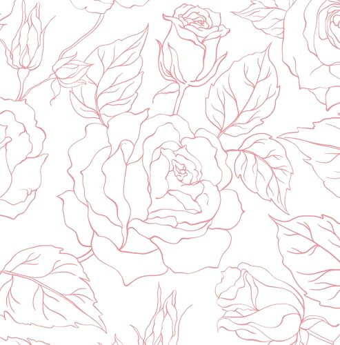 CiCiwind Self Adhesive Wallpaper Floral Contact Paper White Pink 17.32''×118.11'' Waterproof Peel and Stick Wallpaper Flower Stick on Wall Paper Removable Kitchen Worktop Vinyl Wrap for Wall Furniture