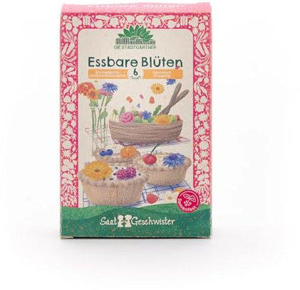 Saatgut-Set essbare Blüten mit 6 samenfesten BIO-Sorten | Saatgut für essbare Blumen wie Kapuzinerkresse, Ringelblume etc.| Geschenk für Hobbyköche zum Geburtstag, als Mitbringsel, zu Weihnachten