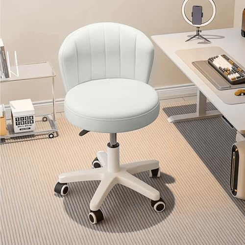HDHNBA Niedlicher Stuhl ohne Armlehnen, Frisierstuhl mit Rollen, Kleiner Schreibtischstuhl, Verstellbarer Drehstuhl mit Rollen für das Homeoffice, Schlafzimmer