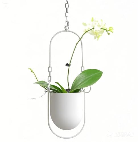 Beihaoer Vaso decorativo da appendere, in metallo, stile bohémien, da soffitto, per piante grasse, piante aeree, cactus (bianco)