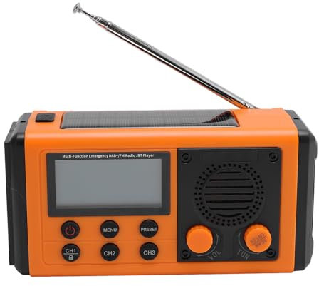 Handkurbel Notfallradio, 10000 MAH Solar Radio mit Starker Leichter Taschenlampe, DAB -FM -Sendung und BT -Lautsprecher, IPX6 Water Proof für Home Outdoor Notfall (Green) (ORANGE)