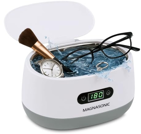 Magnasonic Ultrasonic Cleaner - 20oz Tank Ultrasonic Jewelry Cleaner & Ultrasonic Retainer Cleaner, Digital Timer, 5 Cleaning Modes for Glasses, Rings, Dentures, Tools, Aligners (UC22)