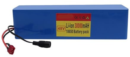 TIEOAXFT Batteria for Bicicletta elettrica 48v 30Ah 18650 Pacco Batteria al Litio 13 Serie 3 Parallelo + caricabatteria(13S3P(XT60))