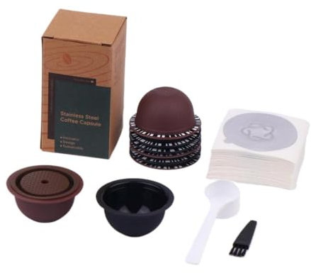 Ver-tuo Capsules de café rechargeables – Capsules de café rechargeables de 150 ml et 230 ml, compatibles avec la machine Nespresso Ver-tuo, avec couvercle, cuillère et brosse réutilisables