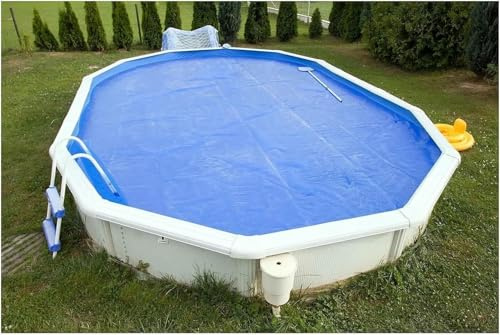 MRVAKDYDI Rejilla de ventilación de Acero Inoxidable, Cubierta de Piscina de Vinilo Azul UV for Piscinas elevadas y enterradas, Varios tamaños(4.6m/15ft)