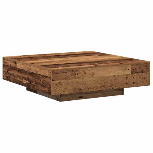 HETFTJN Couchtisch aus Alter Eiche 100x100x31 cm Vintage-Look Wohnzimmertisch Recyceltes Holz Quadratischer Beistelltisch Rustikales Design