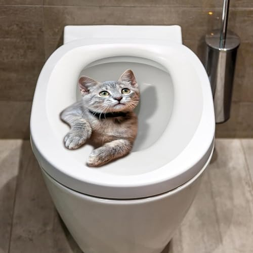 WC-Aufkleber, Katze, wasserdicht, selbstklebend, abnehmbar, WC-Deckelaufkleber, Badezimmer-Dekoration, 30 cm