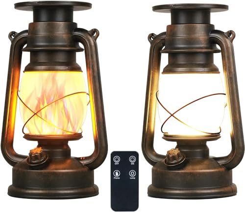 2 Stück Vintage Solarlaterne für Außen,Hängende Ausführung,LED-Außen-Dekorationsleuchte,Wasser- und winddichte Lampe,Solarlampe mit Flammeneffekt,Geeignet für Gärten und Camping (2)