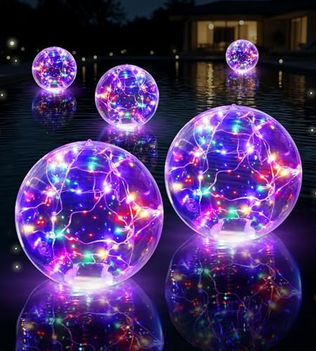 LuxBlue Luces Piscina Solares, 38cm Luces Flotantes Piscina Inflable con Iluminación Colorido, Luz Piscina Solar Flotante Impermeable IP68, Bolas Flotantes Solares Piscinas RGB para Jardin - 2 PCS