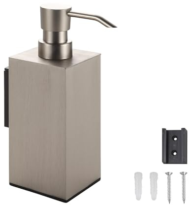 DAZI Seifenspender Schwarz, Nachfüllbarer Wandseifenspender, Premium Aluminium Rostfreier Handseifenspender für Badezimmer Küche Haus Hotel Dekor 240 ML (Wand Nickel)
