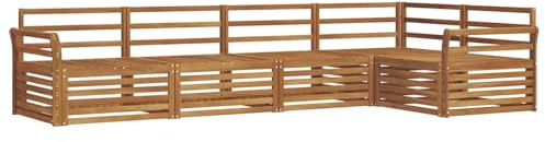 vidaXL Outdoor-Sofagarnitur 5 pcs Natur Massivholz Akazie, Gemütliches Outdoor-Set, modernes Ecksofa, robuster Loungesessel, Gartenmöbel, Terrasse zum Relaxen