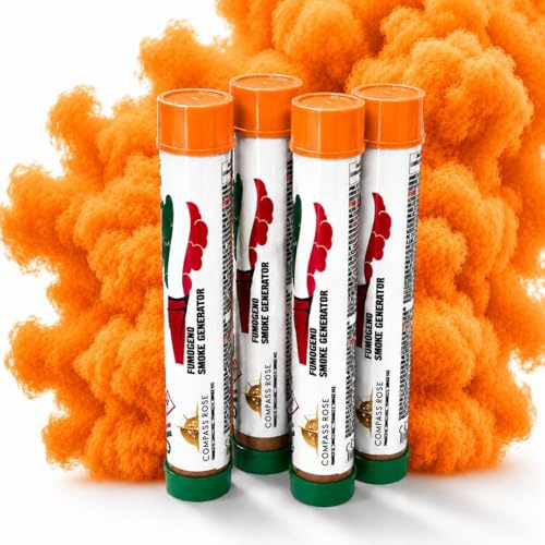 Farbiger Rauch, orange, Made in Italy, Cat.1, 60 Sekunden, intensiver Raucheffekt, für Gender Reveal, Foto Shooting und Veranstaltungen, Packung mit 4 Stück