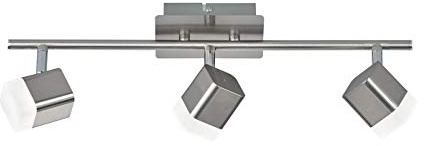 Reality Leuchten LED Deckenleuchte Roubaix R82153107, Metall, Nickel matt, Acryl weiß, 3 x 4 Watt, Balken 3-flammig Nickel matt