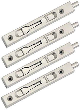 Paquet de 4 (2 paires) Verrou à glissière de verrou de pêne affleurant de porte NUZAMA, action de levier de sécurité de pêne dissimulé, pêne coulissant en acier inoxydable - (15 cm de longueur)