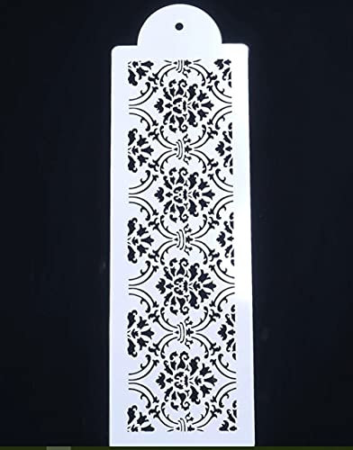Wiederverwendbare Schablone für Ornamente, Barockgröße, A4, Shabby-Chic-Stil, Dekoration, Basteln, B23 (wiederverwendbare PVC-Schablone, 32 cm x 10 cm)