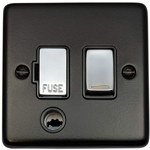 G&H CFB356-PC Standard Plate Matt Black 1 Gang Fused Spur 13A Switched & Flex Outlet