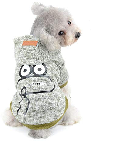 SELMAI Wintermäntel für Hunde Kapuzenpullover Fleece Hundemantel Kapuzenpullis Kleidung für Katzen Gedruckte Sweatshirt Warme Hundejacke Dackel Kleine Mittlere Chihuahua Kostüm Winddicht Grün M