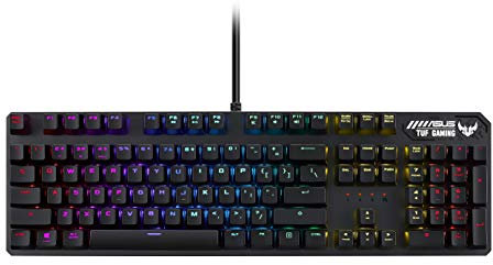 ASUS TUF Gaming K3 RGB mechanical keyboard with N-key rollover combination media keys USB 2.0 passthrough RGB Lighting