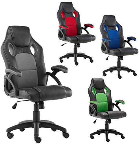 Yellowshop. - Poltrona da Gaming e/o ufficio sedia gioco girevole rotelle studio mod. Adam (Nero/Grigio)