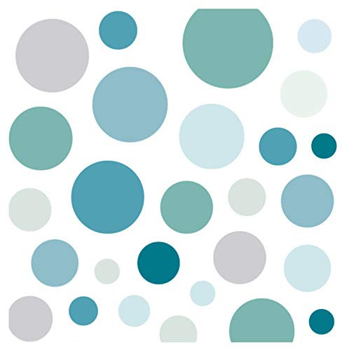 Little Deco Wandaufkleber 86 Punkte Kinderzimmer Kreise Junge I Mint grau blau I Wandtattoo Klebepunkte Wandsticker Set Dots bunt selbstklebend DL539-21