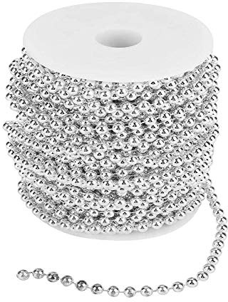 ANCLLO 20 m/roll Beads String Garland Beaded Trim Delicada cadena de perlas decorativas para bodas, fiestas, festivales, suministros de plata