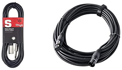 Stagg Deluxe Audiokabel, S-Series, 6 m (6.10 meters Klinke auf XLR) & Pronomic XFXM-10 Mikrofonkabel (10m Länge, XLR female 3-pol -> XLR male 3-pol, Stecker handgelötet) schwarz